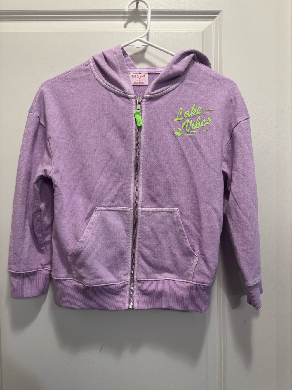 & Other Stories Kids Lavender Zip Hoodie with Neon Green Graphic